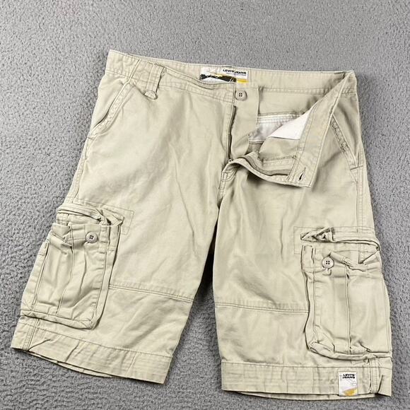VTG Levi's Jeans Cargo Shorts Men's 36 Beige Utility Workwear Y2K Hip Pop - Picture 1 of 8